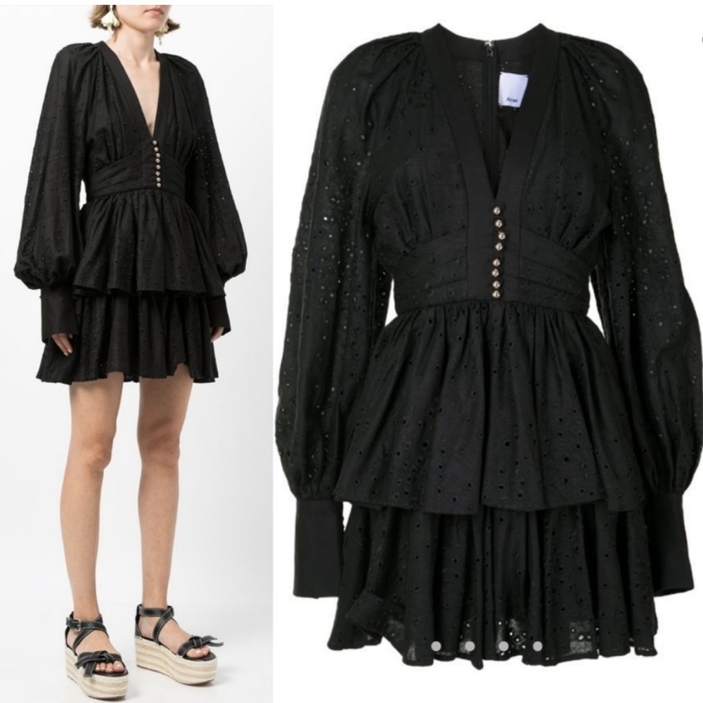 ACLER “Amelia” eyelet linen blend mini dress